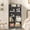 iron gray, variant on Zenira 5-Shelf Multi-Functional Modern Wood Bookcase with Curved Design, Dust-Proof Baffle, and Sturdy Construction for Home Office,Brown