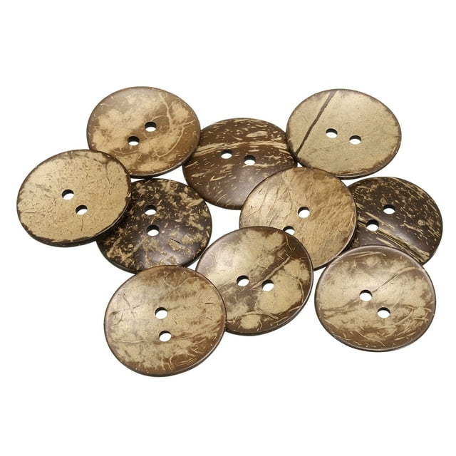 Botones de cáscara de coco Uxcell de 10 piezas de 50 mm para costura, botones redondos de reemplazo para decoración de ropa, accesorios de bricolaje, marrón