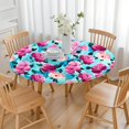 thumbnail image 3 of Pioneer Flower Floral Print Pattern Round Fitted Tablecloth with Elastic Edge,Dining Table Cover Waterproof,Outdoor Round Tablecloth for Camping,Dining,Indoor and Outdoor, 3 of 7