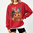 thumbnail image 4 of Peichun Halloween Pumpkin Cat Sweatshirts for Women Fall Winter Long Sleeve Crew Neck Loose Pullover Tops Vintage Spooky Season Graphic Loose Comfort Fit Hoodless Sweatshirt 1-Red S, 4 of 4