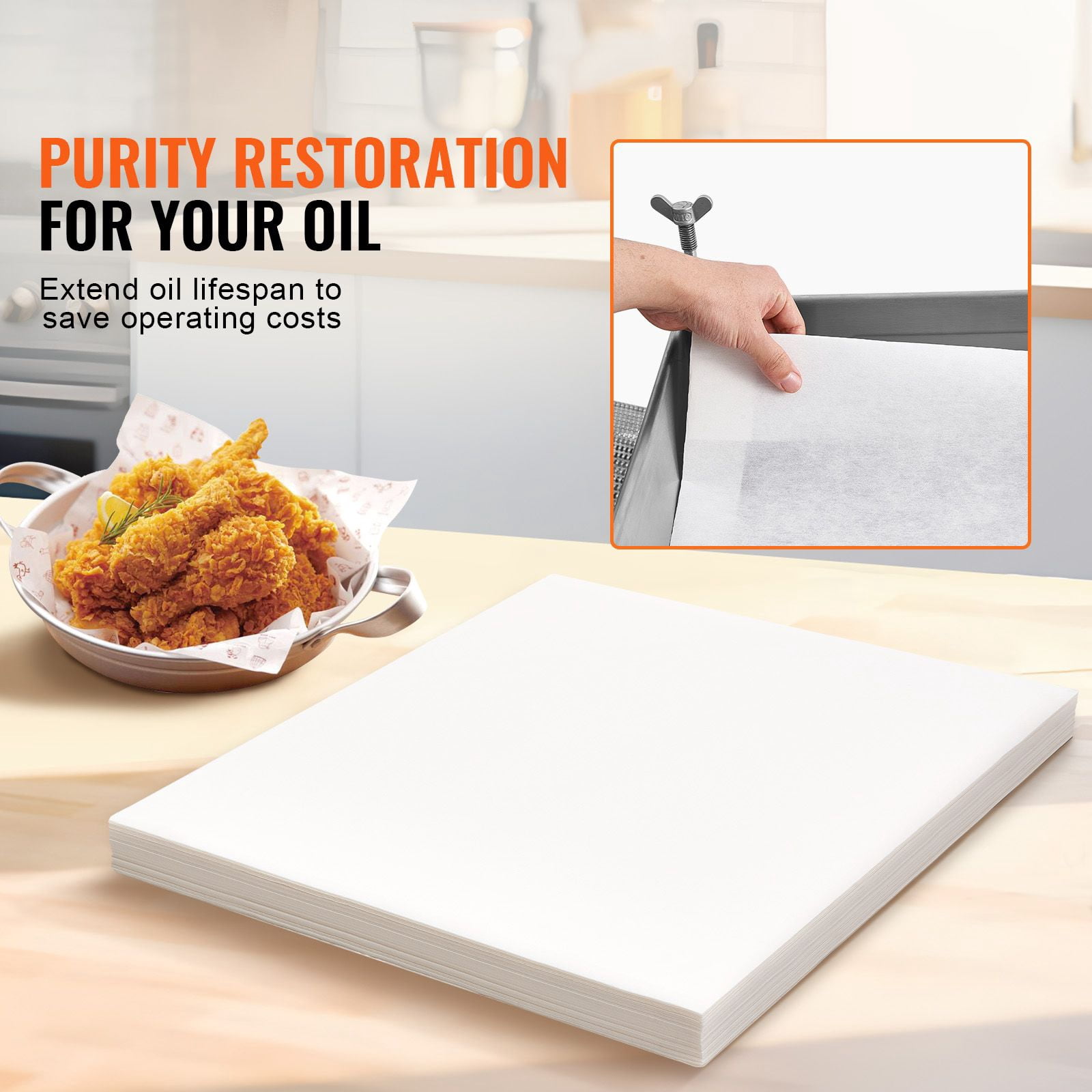 Fryer Filter Paper, 100 Sheets, 19.3" x 16.1", Replacement Deep Fryer Filter Sheets for 18L/38L Commercial Mobile Fryer Filter Machine, for Restaurant, Fast Food Shop, Carnival Concession Stand