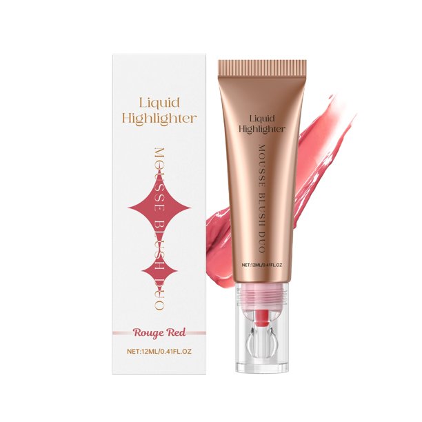 Colorete líquido de alto brillo en polvo, crema hidratante, fácil de difuminar, no se desvanece, multifuncional, reparador facial, colorete en polvo de alto brillo, 12 ml. Un canmake