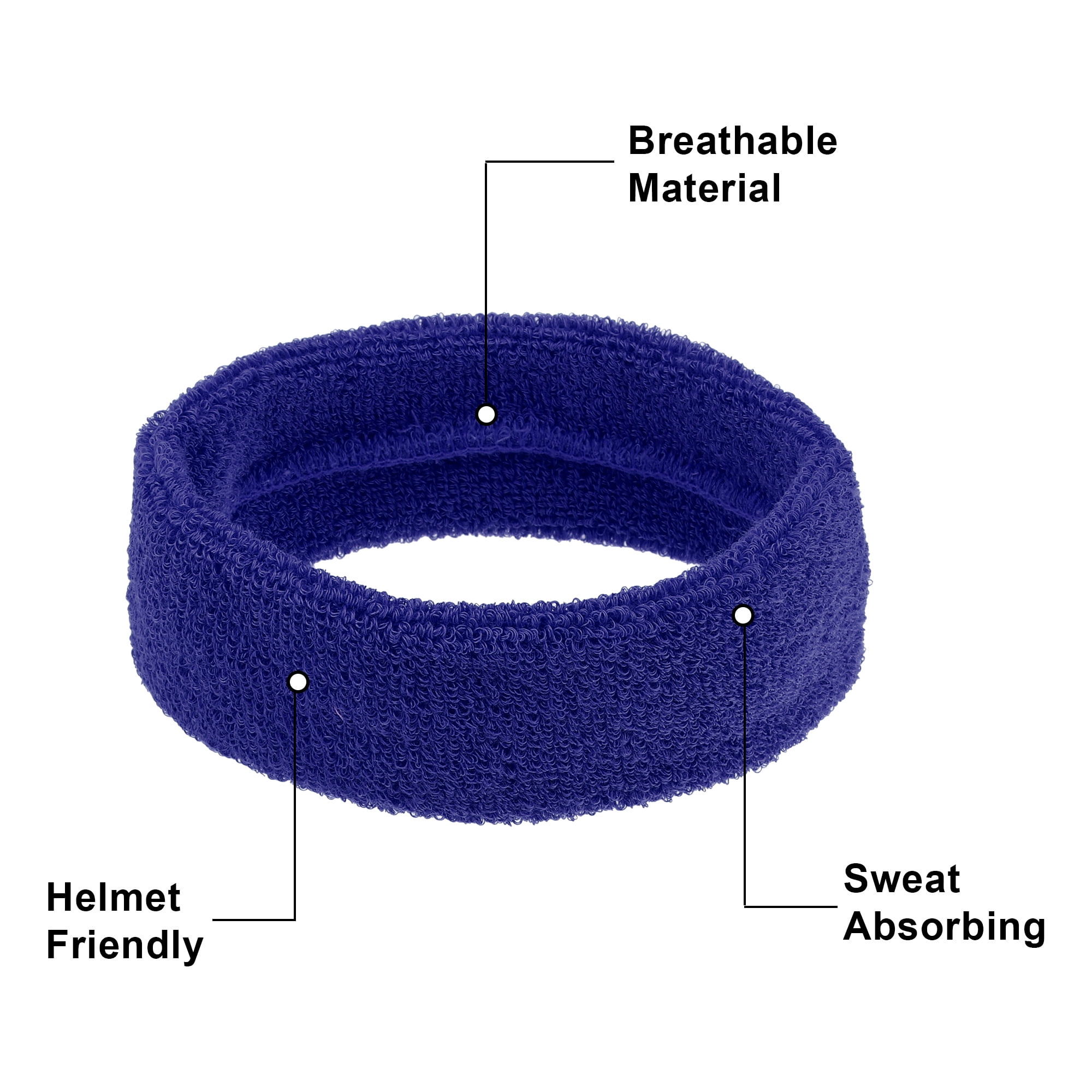 Unique Bargains 3 Pcs Sport Headband Wristband Sweatband Cotton Blend Sapphire Blue