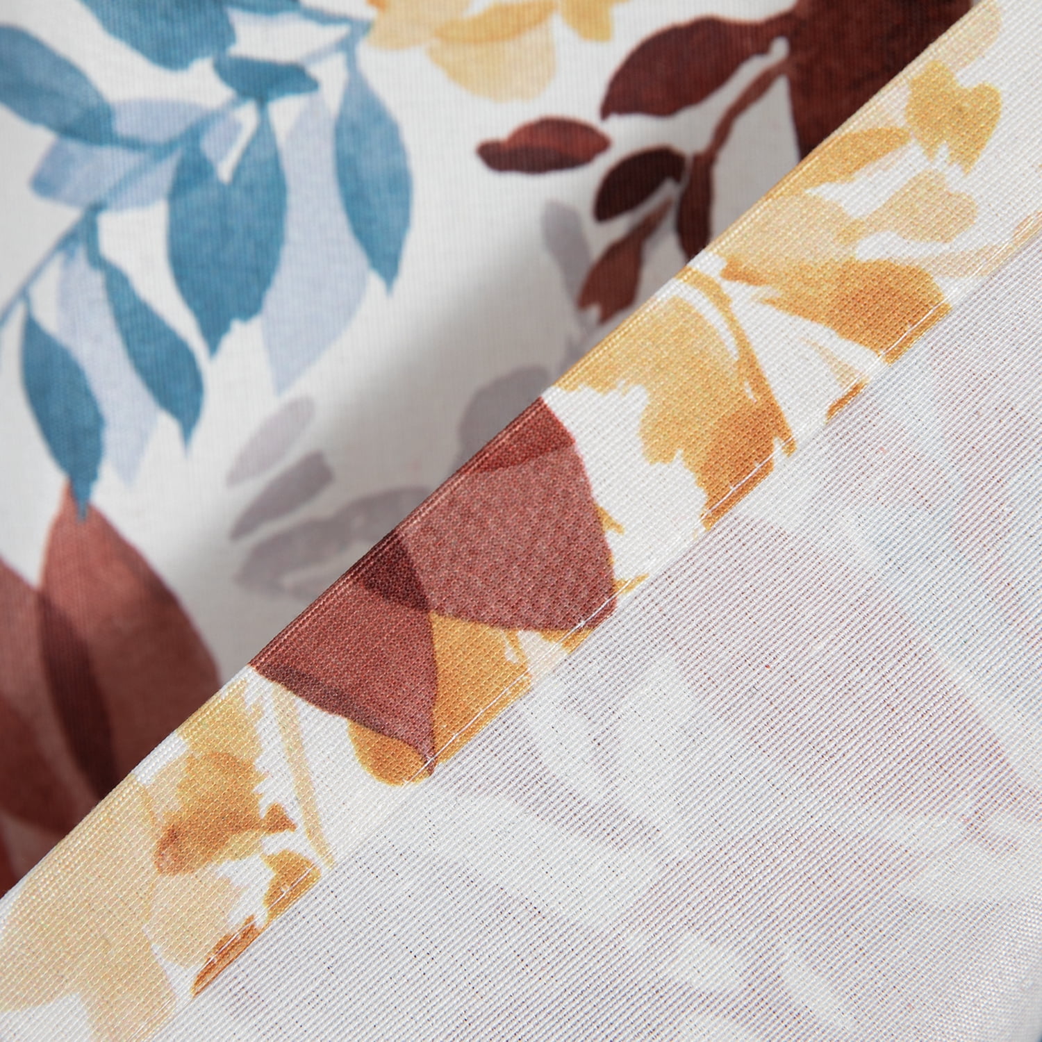 VOGOL Multi Color Leaves Print Bedroom Curtains, Farmhouse Print Room Darkening Grommet Decor Drapery for Living Room, 2 Panels, 52 x 63