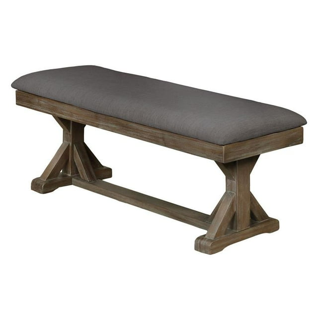 Banc à Manger en Bois Rustique Recouvert de Tissu de Lin Gris