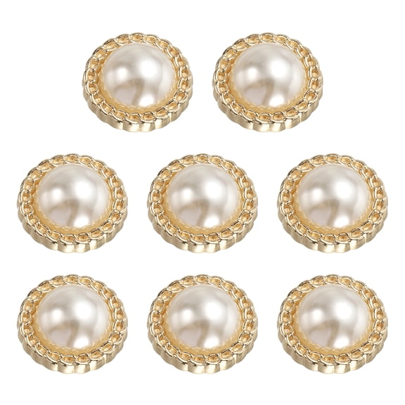 Uxcell 8pcs Metal Button 23mm Round Pearl Sewing Buttons for Craft DIY, Gold