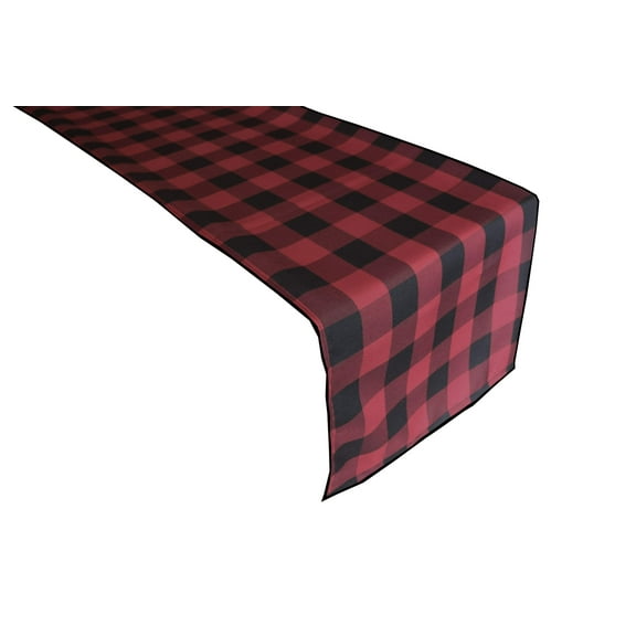 Poplin Table Runner Buffalo Gingham Checkered Black and Burgundy