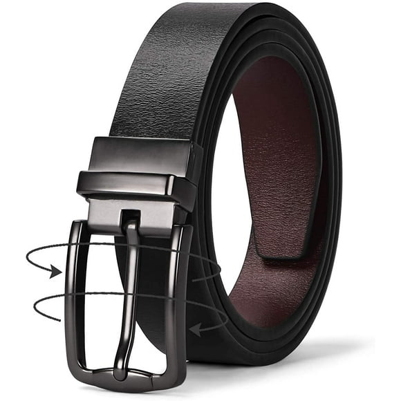 Women Leather Reversible Belt, Ladies Belt for Jeans with Rotated Buckle