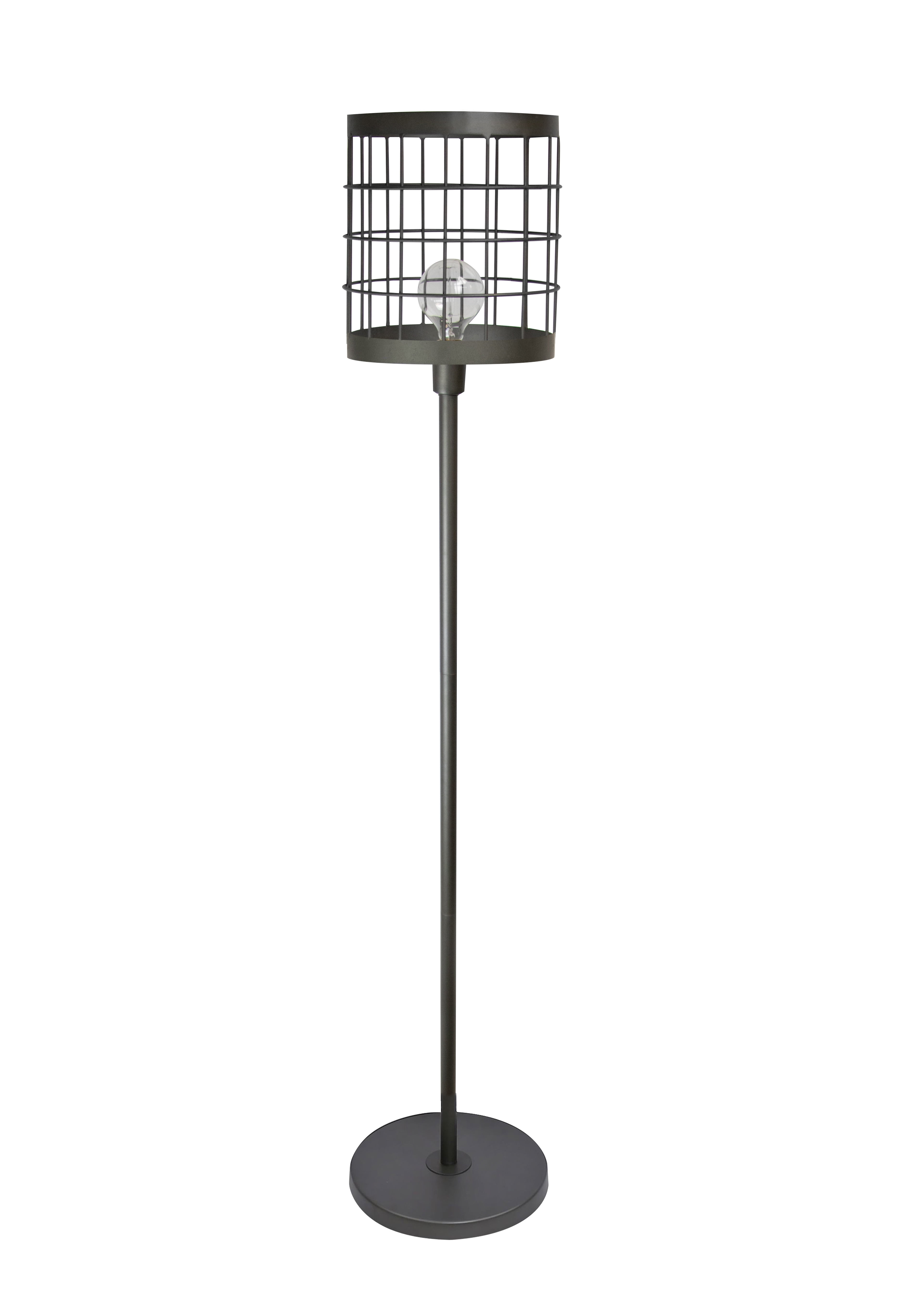 Grandview Gallery 63.5" Industrial Cast Iron Floor Lamp ft. Unique Welded  Metal Cage Shade and Visible Edison Bulb (Included) - Versatile Modern  Industrial Lighting - Walmart.com