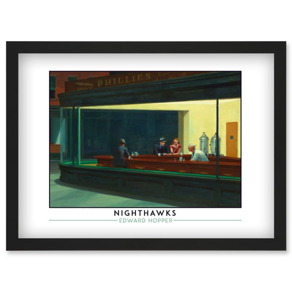 Edward Hopper Nighthawks Iconic Realist Painting Artwork Framed Wall Art Print A4