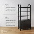 thumbnail image 3 of Nathan James Iris 3 Tier Bookshelf, Arched Bookcase Cabinet, Solid Wood Bookcase with Cabinet Base, Boho Bookshelf in Midnight Charcoal Finish, 3 of 6