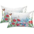 thumbnail image 2 of Coolnut Watercolor Flowers Butterflies Satin Pillowcase for Hair and Skin Silk Pillowcase Soft Pillow Covers Smooth Cooling Pillowcase with Envelope Closure Size 20x40 In Home Decor Gifts, 2 of 7