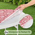 thumbnail image 5 of Pink Pioneer Flower and Paisley Pattern Round Fitted Tablecloth with Elastic Edge,Dining Table Cover Waterproof,Outdoor Round Tablecloth for Camping,Dining,Indoor and Outdoor, 5 of 7