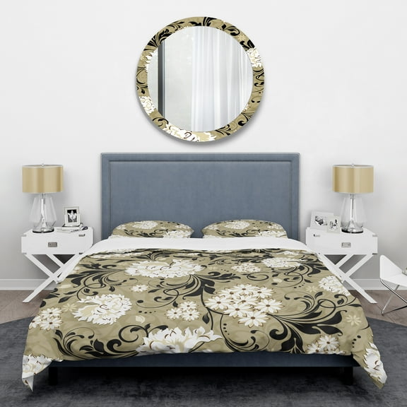 Designart 'Retro Abstract Florals' Mid-Century Modern Duvet Cover Set