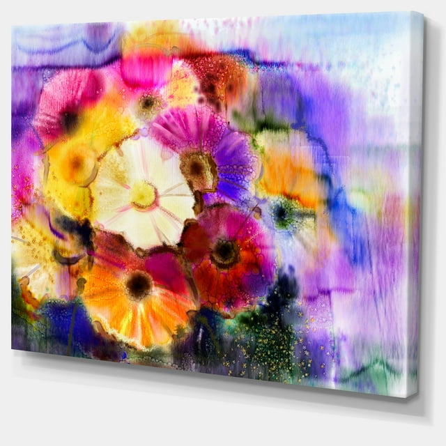 Designart - Bunch of Colored Daisy Flowers - Large Floral Canvas Art Print