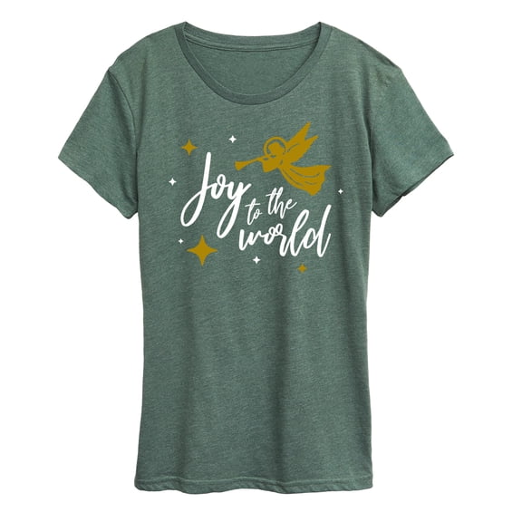 Instant Message - Joy To The World Angel Christmas - Women's Short Sleeve Graphic T-Shirt