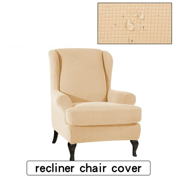 Waterproof Wingback Sloping Arm King Back Cover Elastic Fibre Armchair Wing Chair Recliner Settee Sofa Slipcover Protector Stretch Slip Covers
