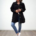 thumbnail image 4 of Fall Spring Women Coat Single-breasted Buttons Loose Solid Color Turn-down Collar Cardigan Long Sleeves Dating Commuting Jacket, 4 of 8