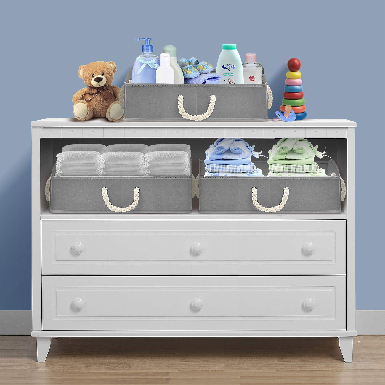 Sorbus 3-Pack Trapezoid Storage Bins - Foldable Fabric Baskets for Closet Organization, Gray