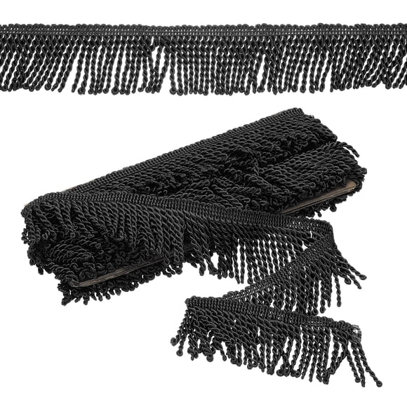 Black Fringe Trim, 5 Yards x 65mm Fringe Trim Curtain Tassel Fringe Trim Fabric Trims Sewing for Curtain Sofa Clothes DIY Decoration
