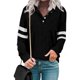 thumbnail image 2 of Moda Mujer Casual Rayas Estampado Manga Larga Buton V-Cuello Tops Blusa Pompotops gfhjh11479, 2 of 9