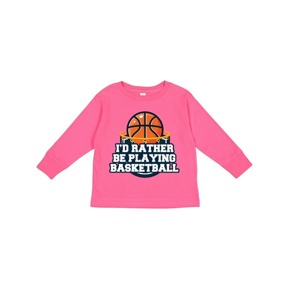 Inktastic I'd Rather Be Playing Basketball Boys or Girls Long Sleeve Toddler T-Shirt