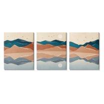 Stupell Industries Modern Landscape Reflection Flying Birds Over Lake Graphic Art Gallery Wrapped Canvas Print Wall Art, Set of 3, Design by JJ Design House LLC