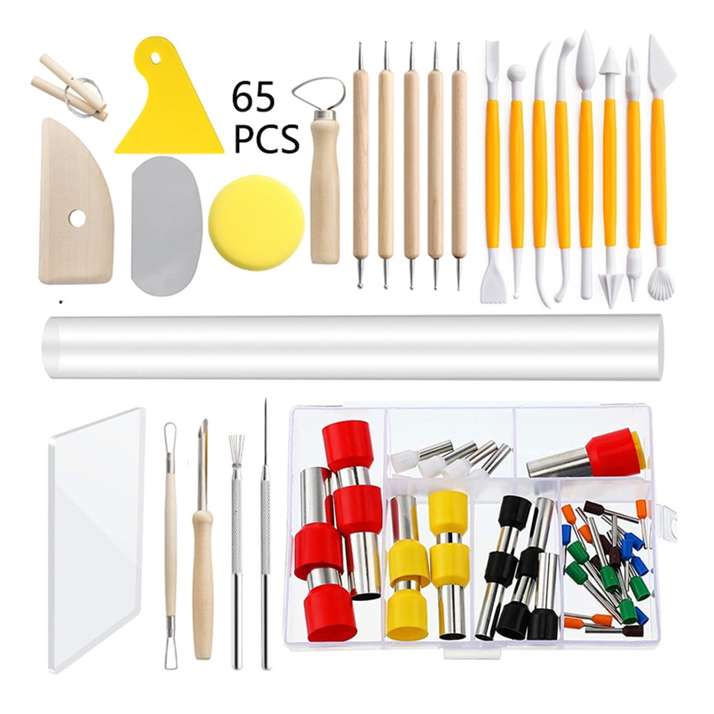 ZPAQI Multi-combination DIY Ceramic Clay Tools 65Pcs Handmade Pottery Kit Supplies