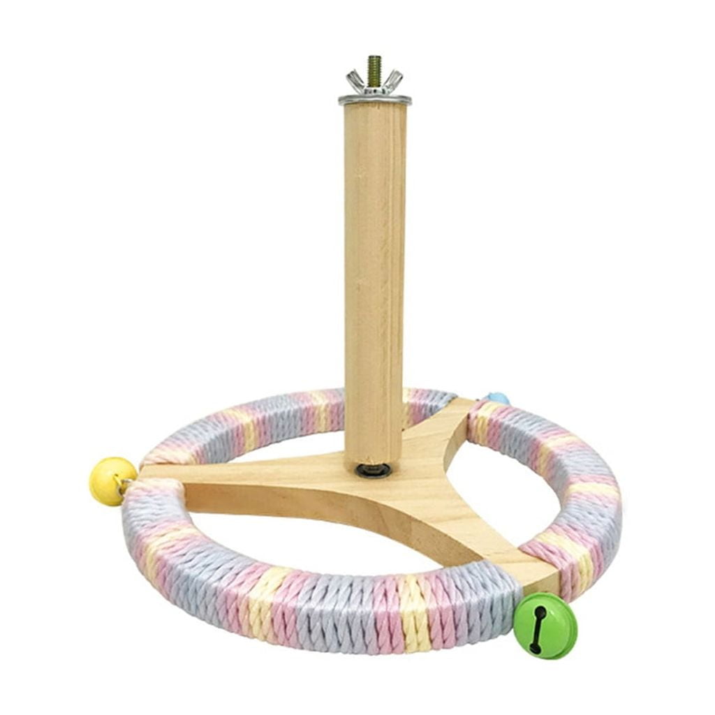 Interactive Bird Exercise Wheel With Rotating Wooden Perch Chew Toy For Parrots Cockatiels Cage Enrichment Accessories