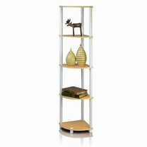 Turn-N-Tube 5 Tier Corner Display Rack Multipurpose Shelving Unit, Beech & White - 57.7 x 11.6 x 11.6 in.