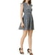 thumbnail image 4 of Vestido Casual de Verano Floral con Cuello en V y Volantes en las Mangas para Mujeres Chic L Gris Azul, 4 of 6