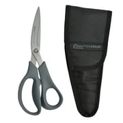 Clauss True Professional Titanium Bonded All Purpose Shears, 8", Bent, Serrated Detachable Blades with Pouch
