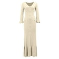 thumbnail image 5 of Women's Casual Long Sleeve Knit Dress Elegant Bodycon Vacation Maxi Dress Slim Fit Winter Fall Outfit Rose Outfits Ruffle Dress Casual Dress Dress Women Vintage Dress Women Maxi Dresses Summer Long, 5 of 6