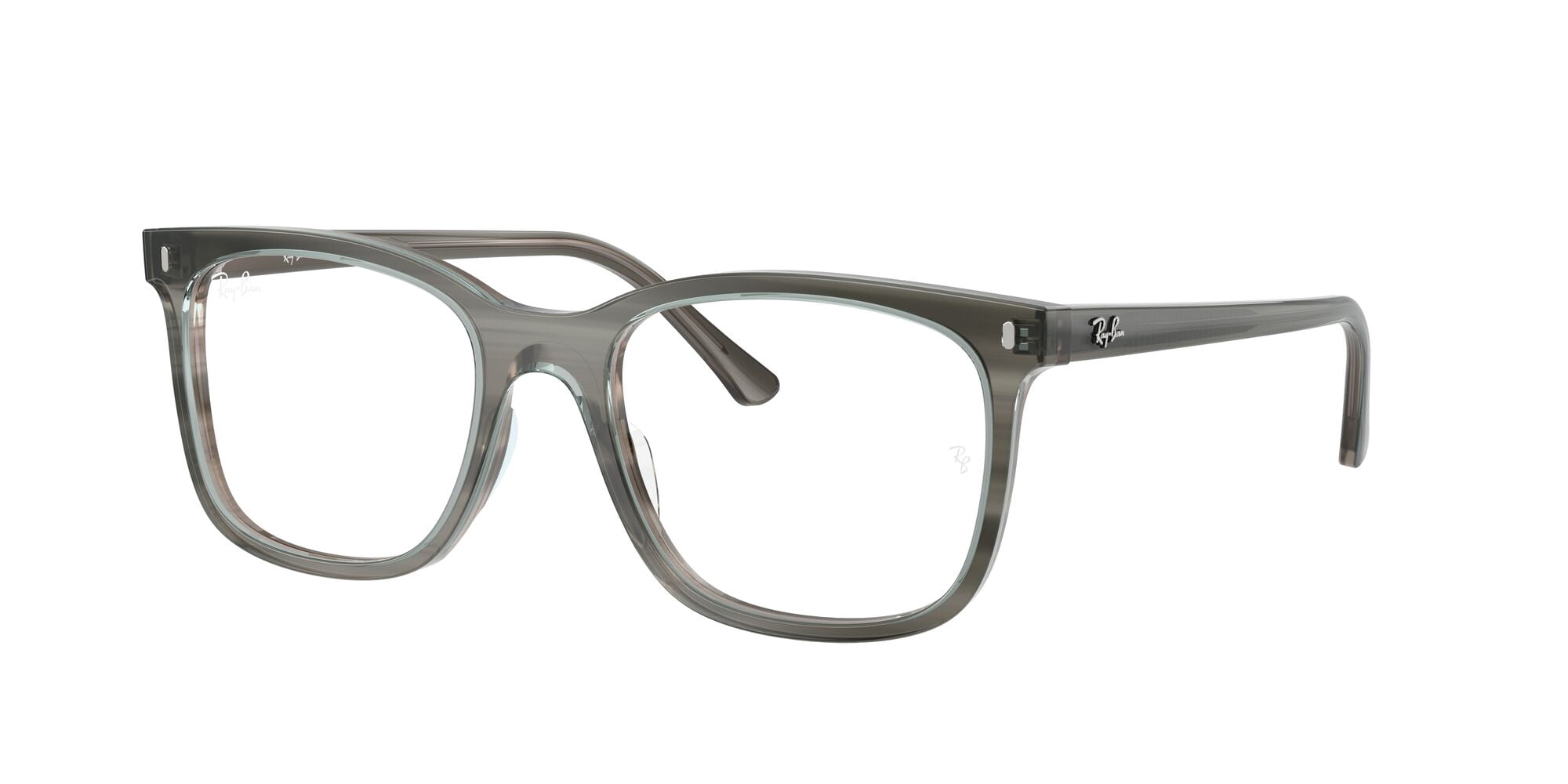 Ray-Ban Unisex Size 51 Square Eyeglasses, Polished Striped Grey/Demo Lens