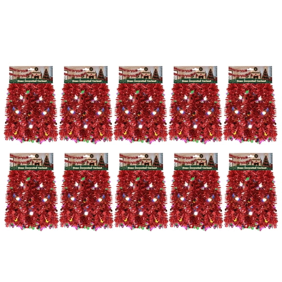 10PACK 10Feet Red Christmas Tinsel Garland with Colorful Polka Dots Metallic Tinsel Twist Garland Glittering Decoration for Christmas Tree Decor Wedding Summer Luau Birthday Party Indoor Hanging Home
