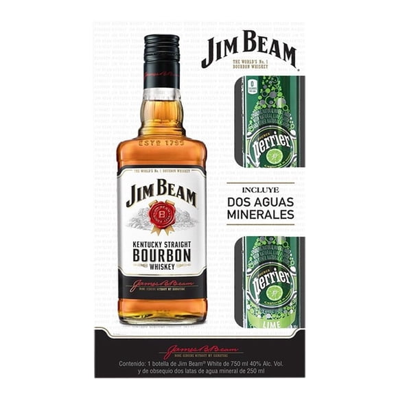 Whisky Jim Beam 750 ml + 2 Perrier de 250 ml c/u