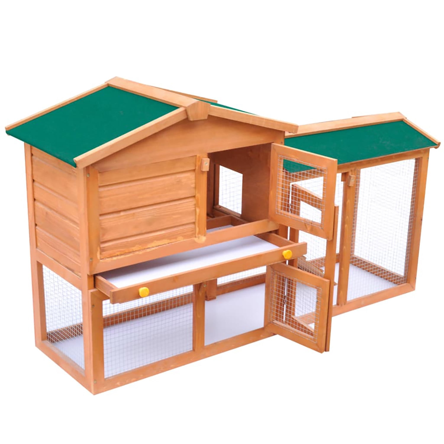 Pefilos 55" Wood Rabbit Hutch for Outdoor, Large Rabbit Cages for Indoor with Run Small Animal House Pet Cage, Orange Pefilos 55" Wood Rabbit Hutch for Outdoor, Large Rabbit Cages for Indoor with Run Small Animal House Pet Cage, Orange