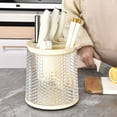 thumbnail image 4 of Cutter Holder 360 Degree Rotatable Transparent Countertop Free Standing Drainage Tray Multi-slots Chopsticks Utensil Storage Rack Kitchen Supplies, 4 of 12