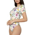 thumbnail image 2 of The Xecao Spring Flowers Birds Women's Crew Neck Body Suit, a short-sleeved bodysuit and basic swimsuit, both comfort and style for dating and daily life, 2 of 9