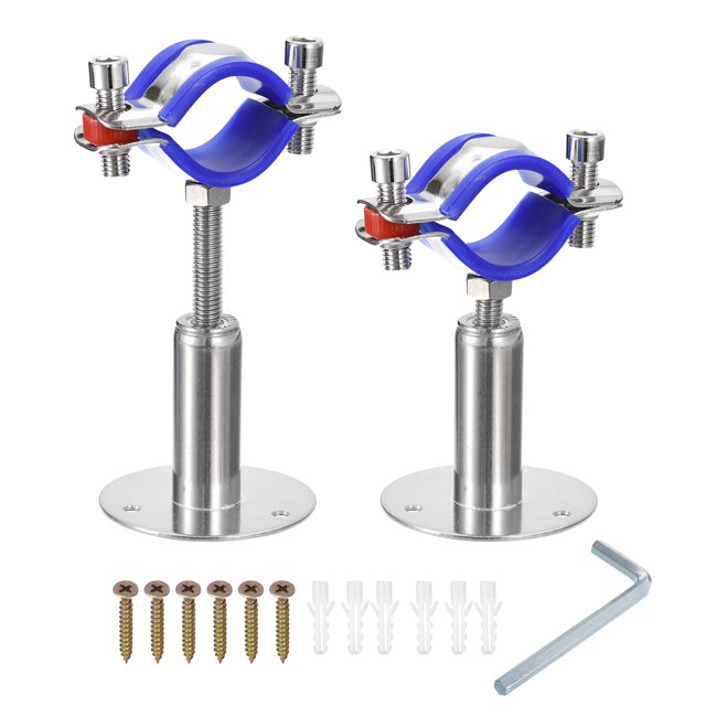 Unique Bargains 2Pack Pipe Supports Adjustable Pipe Bracket Clamp Pipe Strap Fit for 32-34mm Pipe