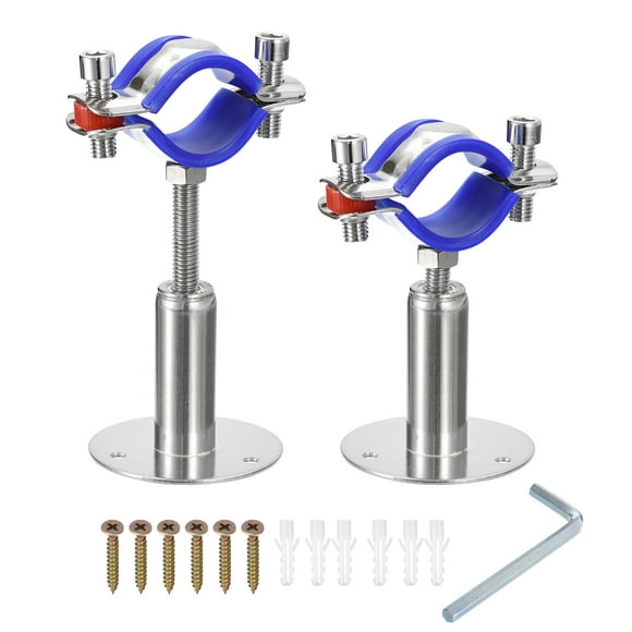 Unique Bargains 2Pack Pipe Supports Adjustable Pipe Bracket Clamp Pipe Strap Fit for 32-34mm Pipe