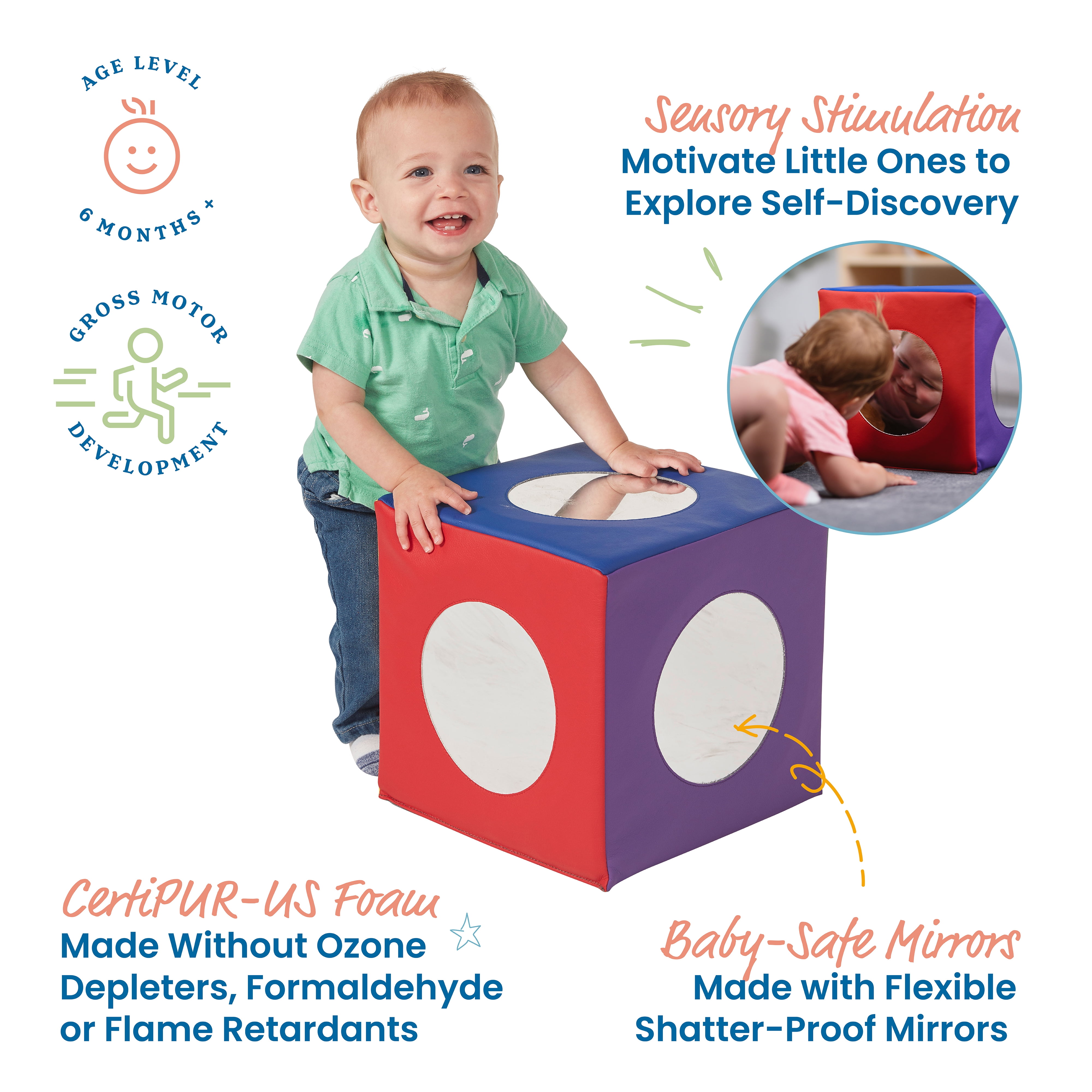 Baby Safe Mirror Developmental Learning Toy Infant Crib Floor Fun Activity O3 