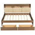 thumbnail image 4 of MODERNLUXE Wood Full Size Captain Bed with Upholstery Storage Headboard, Functional Daybed with Shelves, Drawers and USB Ports, Wood Color, 4 of 10