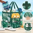 thumbnail image 4 of Livhil Mesh Beach Bag Rope Handles, Mesh Tote Bag for Women Contains Wicker Oversized Beach Tote Bag with 9 Small Pockets  (Green), 4 of 7