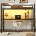 thumbnail image 2 of Lit Mezzanine avec Bureau et Étagère, avec Lumière DEL, Conception Gain de Place, Simple, 2 of 19