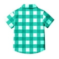 thumbnail image 5 of AHTJRT Plaid Shirts for Girls Boys Short Sleeve Turn Down Collar Full Button Tee Shirts with Pocket Casual Fall Spring Outdoor Tee Tops Mint Green 14 Years, 5 of 7