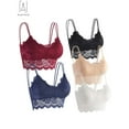 thumbnail image 2 of Gustave 5 Pack Lace Bralettes for Women Padded Lace Bandeau Bra V Neck Spaghetti Strap Camisole Floral Crochet Cami Crop Tops, 2 of 7