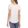 thumbnail image 2 of Summer Women Pure Short Sleeve V-neck Casual pleated Blouse T Shirt Tops Button Ladies Loose Baggy Button Tunic Tee, 2 of 3