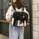 thumbnail image 1 of Bolsa De Herramientas Mochila Negra Kawaii Bolsa Ita Con Colgante De Conejo Gratis Bolsa Escolar Japonesa Bolsa De Mensajero Bolsa De Hombro Mochila Escolar Para Adolescentes Niñas, 1 of 4