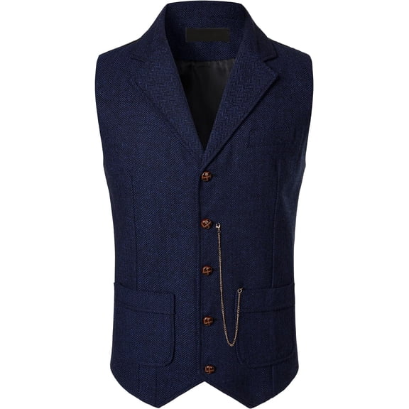 Men Western Suit Vest Casual Slim fit Tweed Herringbone Cowboy Waistcoat With Pocket
